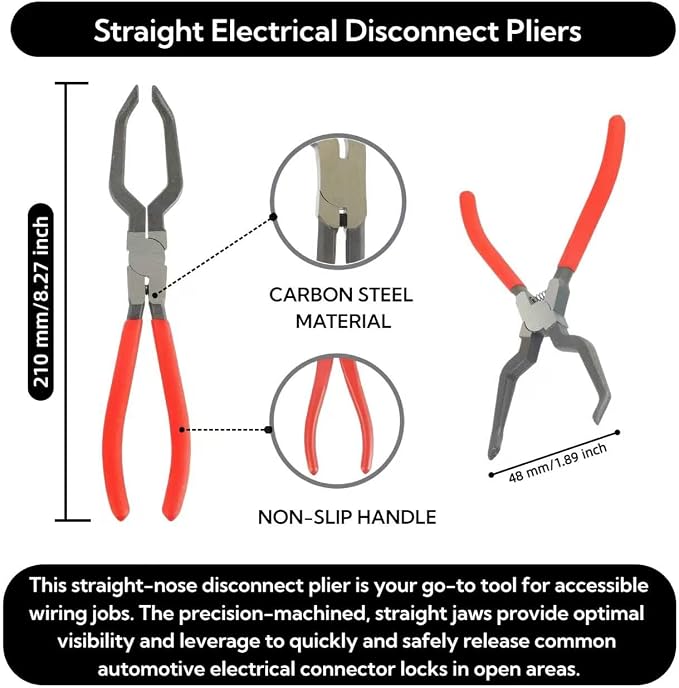 5-Piece Automotive Electrical Tool Kit - Disconnect Pliers, Hose Clamp Pliers, Connector Separator & Terminal Removal Tool Set for Cars