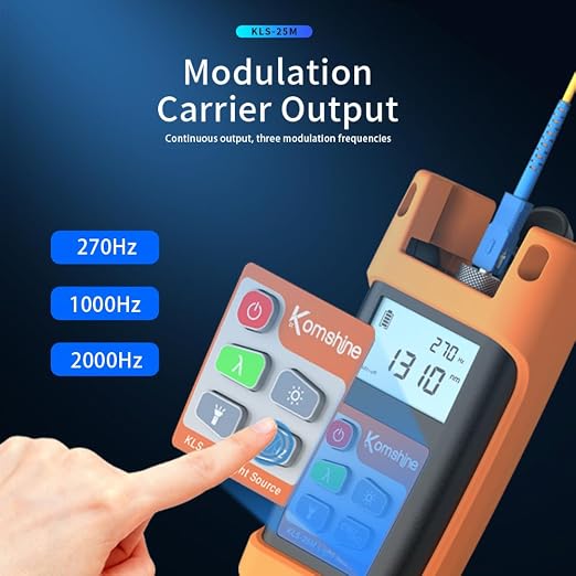 Fiber Optic Light Source KLS-25M SM 1310/1550nm + 2.5mm Universal Interface + LED Lights + Mini Case Protection Design Compact & Generous FTTH Fiber Optical Test Tool