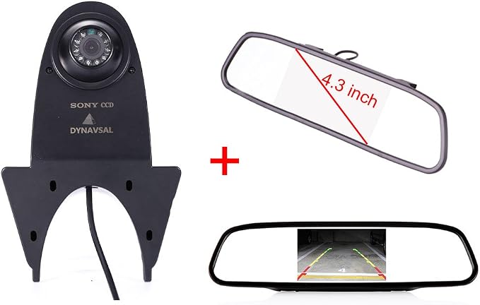 Third Roof Brake Lamp car Backup Camera Replacement for VW Crafter T5 Benz Sprinter vito Viano Citroen Dacia Fiat Ford Hyundai Isuzu Iveco Mitsubishi Nissan Seat Skoda Toyota+4.3" Reverse Mirror