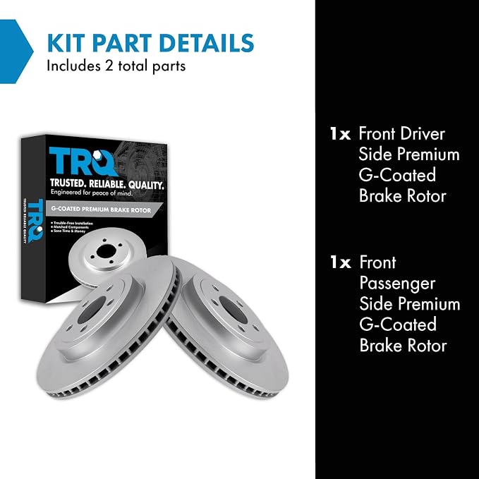 TRQ Front Brake Rotors Set Premium G-Coated Smooth Driver & Passenger Side Compatible with 2005-2021 Chrysler 300 2009-2022 Dodge Challenger 2006-2022 Charger 2005-2008 Magnum