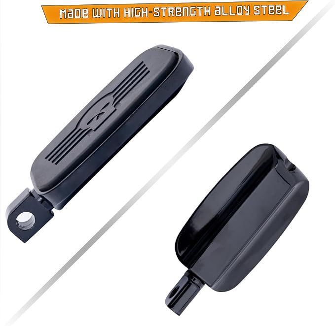 Kinglemc Front Rider Rear Passenger Position Floorboards Footboard Footpeg for Harley Dyna Touring Softail Sportster 883 1200 (Black, Skull 7.2 * 2.5")