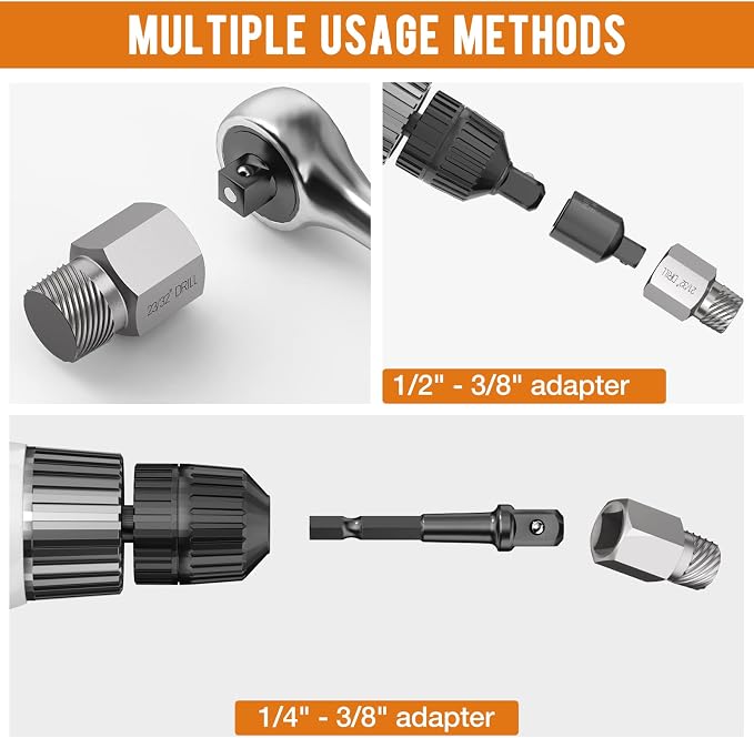 XEWEA 9PCS 1/2" Lug Nut Remover Set + 27PCS 3/8" Drive Multi-Spline Screw Bolt Extractor Set,Wheel Lock Removal Kit, Easy Out Extractor Set for Damaged, Frozen, Rusted, Rounded-Off Bolts Nuts & Screws