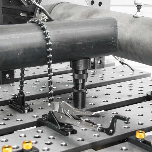 Strong Hand Tools Locking Chain Pliers 10 Inch with 102 Inch Chain, Maximum Load of 200 LB, Heavy Duty Adjustable Chain Clamp for Welding, Automotive, Metalworking, Pipe and Exhaust Repair PFC10102