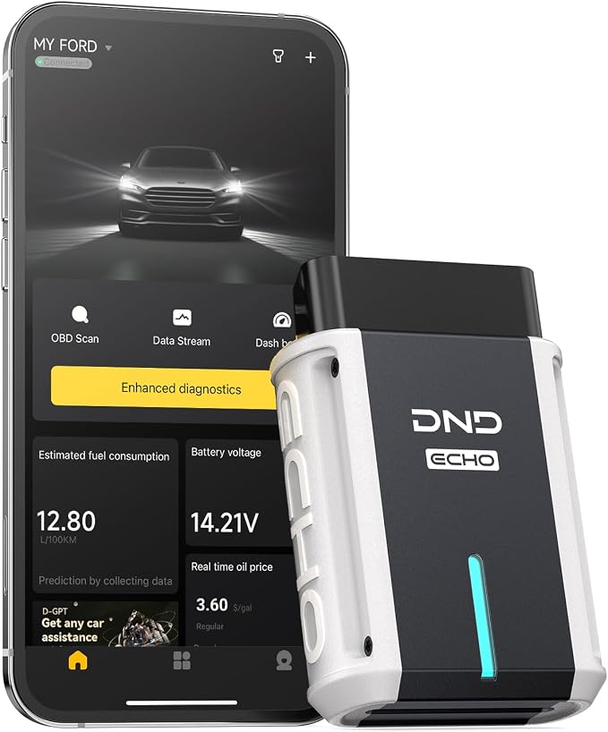 DND Bluetooth OBD2 Scanner - All System Diagnostic Tool for iOS & Android, Code Reader for Cars, Free Updated Vehicle Scan Tool, Bidirectional Diagnsotic Scanner with Oil Reset, Battery Registration
