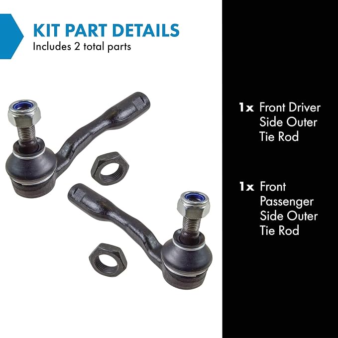 TRQ Outer Driver and Passenger Side Tie Rod Set 2 Piece Compatible with 2000-2002 Toyota Tundra, 2001-2002 Toyota Sequoia
