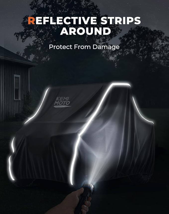 KEMIMOTO UTV Cover, All-Weather Protection UTV Cover Two Seater Compatible with Kawasaki Mule 4000/4010 Can-Am Defender Ranger XP 1000 WOLVERINE RMAX2 Pioneer UFORCE, 2-3 Seaters 140" x 75" x 58"