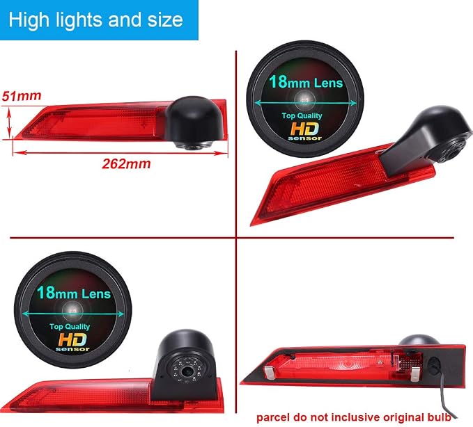 1280 * 720 Pixel Third Roof Brake Lamp Car Backup Camera Replacement for Ford Transit Custom 2012-2016 Dritte 3 Reverse Parking Camera Waterproof Night Vision
