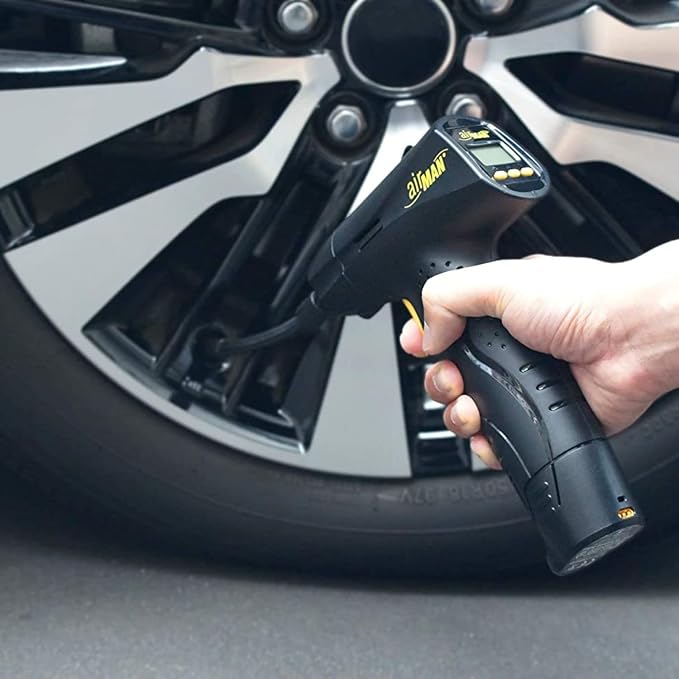 AIRMAN Airgun 2.0 High Performance Rechargeable Handheld Inflator with 150 PSI Digital Pressure Gauge - Li-ion Battery and 12V Car Power Adapter