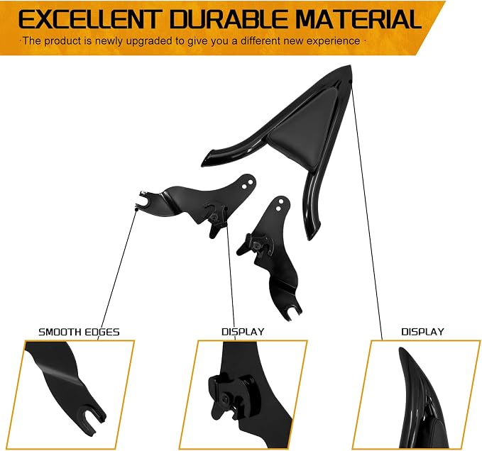 09-25 Sissy Bar Backrest, Detachable Passenger Backetst Sissy Bar Fit for Harley Touring Street Glide Road Glide Road King Electra Glide 2009-2025 Black