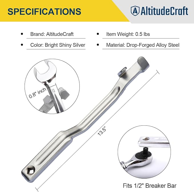 Wrench Extender Tool and Low Profile Socket Adapter Bundle