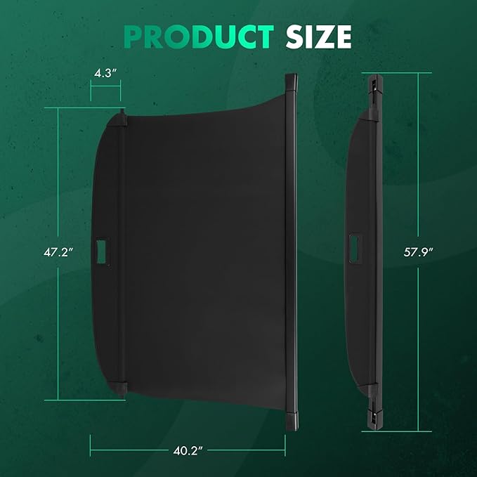 SCITOO Cargo Cover 2024-2025 for Kia EV9 BATTERY Upgraded Retractable Rear Trunk Cover with Aluminum PVC&Plastic, Tool-Free Installation