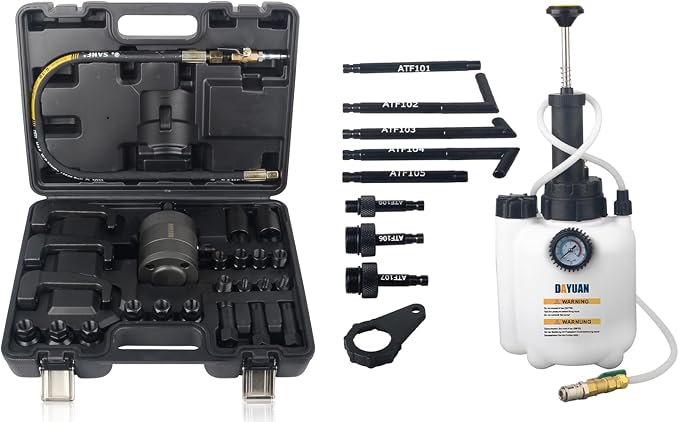 DAYUAN 24pcs Pneumatic Diesel Injector Puller Air Vibration Injector Removal Tool Kit Bundle with 3L Manual Transmission Fluid ransfer Pump