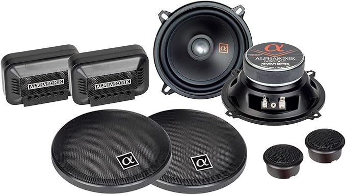 Alphasonik 1 Pair of NS500C Neuron Series 5.25" (360 Watts Max for The Pair) 180 Watts Max Per Component 2-Way Component Speaker Set with 1" Silk Dome Tweeter External Crossover Grilles Included