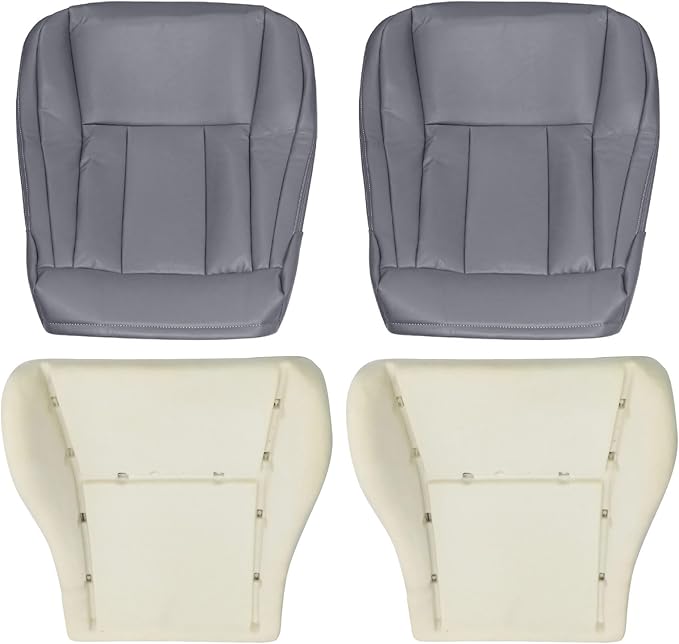 SecosAutoparts Driver & Passenger Side Bottom Leather Seat Cover & Foam Cushion Compatible with Toyota 4Runner 1996 1997 1998 2000 2001 Gray