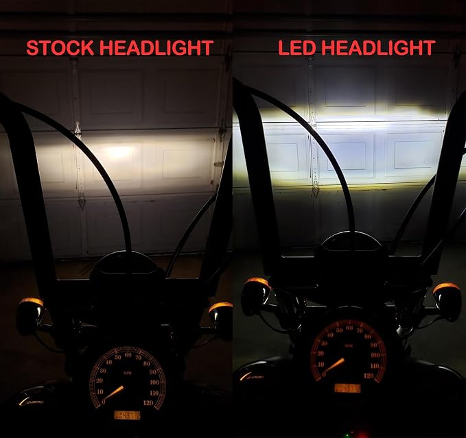 5.75inch Headlight with Matte Black Motorcycle Front Light Housing Bucket 32-40MM Side Mount Brackets fit for Most Motorbikes