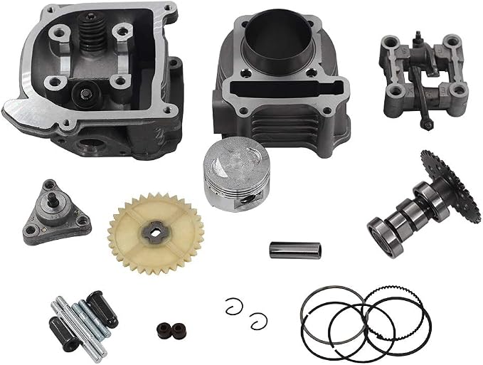 GY6 Cylinder Rebuild Kits Kymlaa 100cc Big Bore Kit for 69mm Valve 49CC 50CC 139QMB Moped Scooter Engine 50mm Bore Upgrade Set with 6pin Racing CDI Ignition Coil Performance Spark Plug Clutch Spring