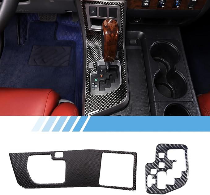 Real Soft Carbon Fiber Car Center Console Gear Shift Panel Decorative Stickers,for Toyota Tundra 2007-2013,2PCS (Black)