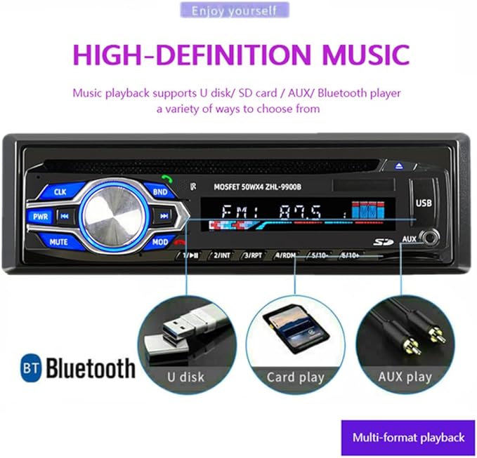 1 Din 12V Car Radio, VCD DVD CD Player Vehicle MP3 Stereo Player, Audio Stereo Receiver Support Bluetooth/FM/SD/USB/AUX/U Disk