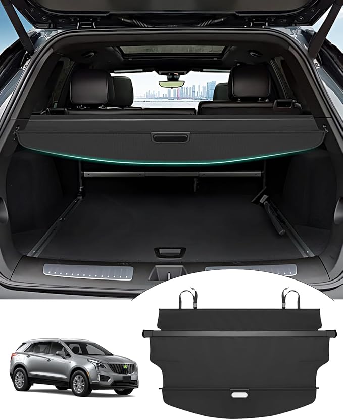 Powerty Retractable Cargo Cover for Cadillac XT5 2020-2023, Canvas Texture Trunk Cover Privacy Screen Rear Security Shade for XT5 Accessories