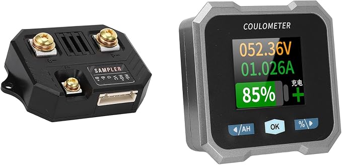 Battery Monitor with Bluetooth Smart Shunt, 10-100V 0-50A, 1.8in Color Screen, Capacity Percentage, Voltage, Power Display for RV, Motorcycle, Cart
