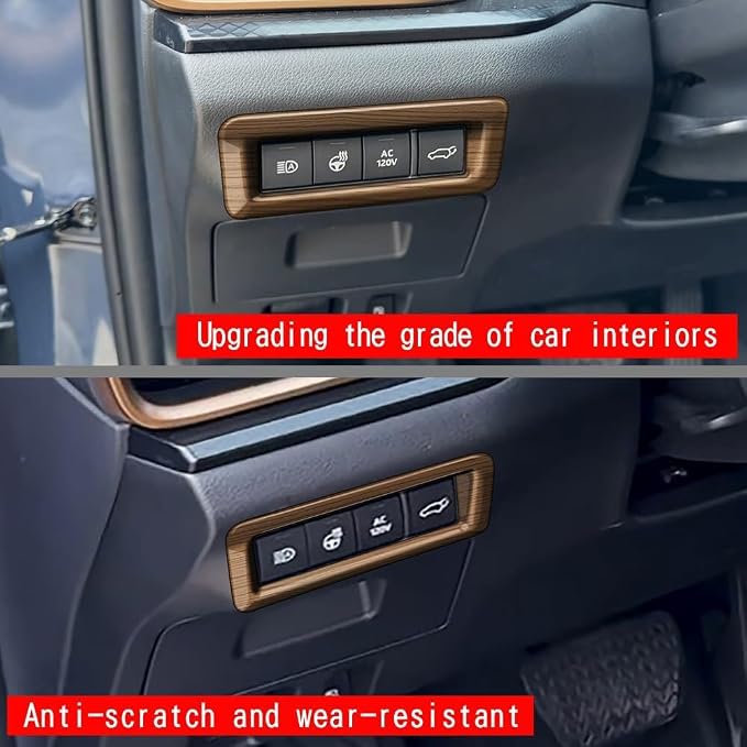 Multi Function Button Frame Interior Modifications Compatible with Toyota Grand Highlander 2024 2025 2026 Fit for 2024-2026 Grand Highlander ABS Accessories(Wood Grain)