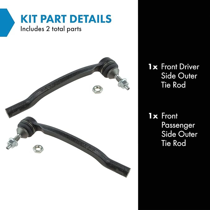 TRQ Front Outer Tie Rod Set 2 Piece Compatible with 2001-2002 Volvo V70 2003-2007 XC70 2003-2014 XC90