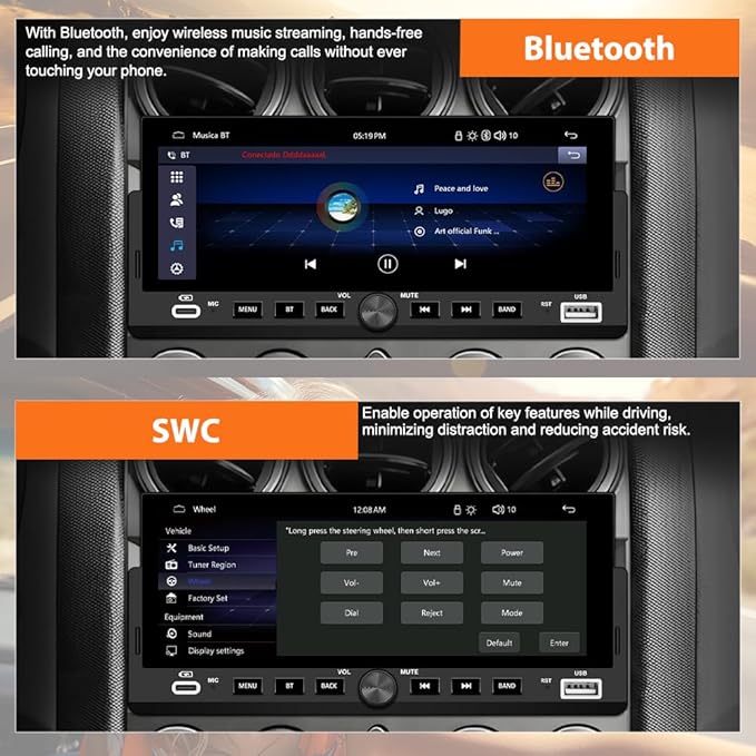 Single Din Car Stereo, 6.86 Inch CarPlay & Android Auto HD IPS Touchscreen Radio with Bluetooth with Backup Camera, Support USB Type-C Charging/USB/Mirror Link/Microphone/FM/EQ (B)