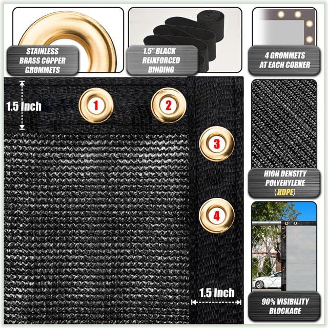 ColourTree Customized Size Fence Screen Privacy Screen Green Commercial Grade 170 GSM - Heavy Duty - Cable Zip Ties Included