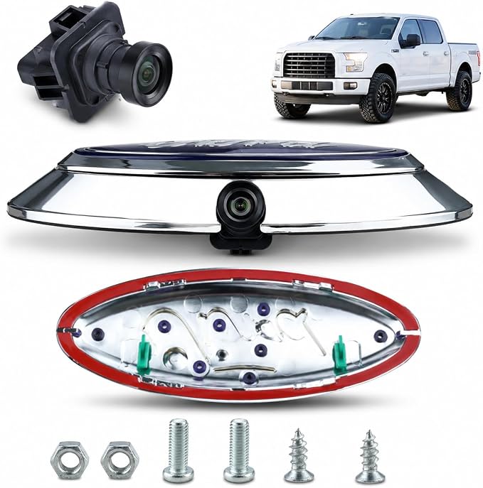 Complete Tailgate Emblem Backup Camera Kit for Ford F-150 2011-2014, Rear View Camera Replacement Kit with Emblem Housing & Wiring Harness, 170° Wide Angle, IP68 Waterproof, Replaces BL3Z-19G490-B