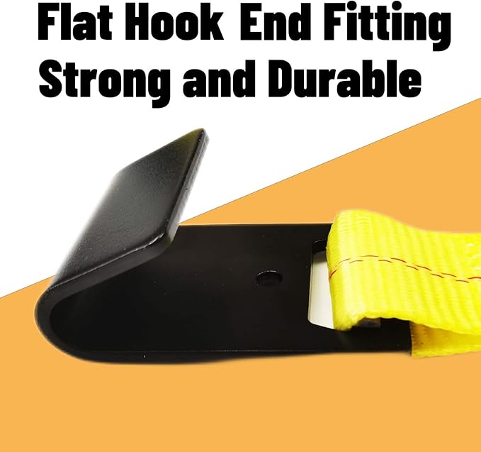KJE Flat Hook Ratchet Straps,4 Pack Heavy Duty Tie Down Straps 2" x 27' Weather Resistant Cargo Strap 3,333 Pound Working Load Limit for Flatbed, Truck, Trailers Pickup