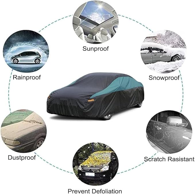 GUNHYI Car Cover for Automobiles Waterproof All Weather, Universal Fit Tesla Model S, Audi A6/A7/A8, Dodge Charger, Mercedes Benz S-Class S500 S550, Volvo S90, Jaguar XJ, Toyota Avalon etc.