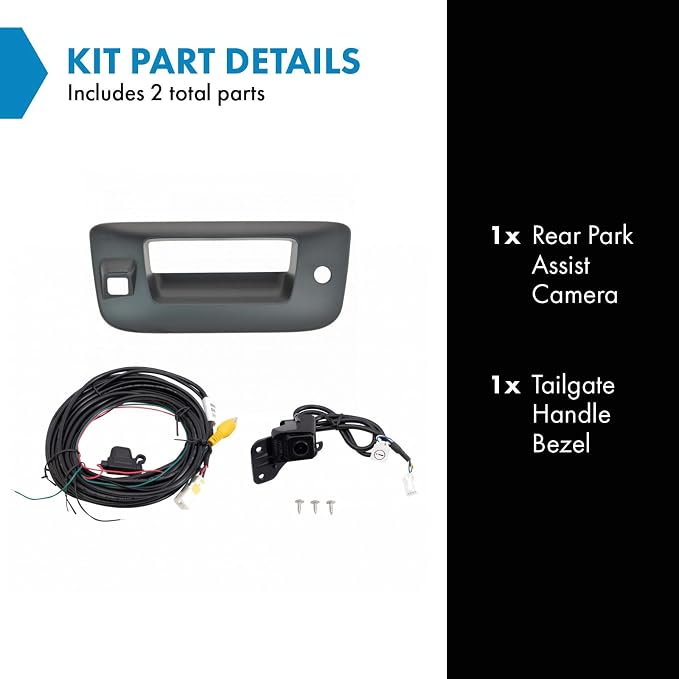 TRQ Rear Park Assist Camera Kit 2 Piece Compatible with 2007-2013 Chevrolet Silverado 1500 2007-2014 Silverado 2500 HD 3500 HD GMC Sierra 1500 Sierra 2500 3500
