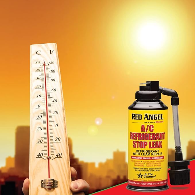 Red Angel Automotive A/C Refrigerant Stop Leak with Attached Cupler| Permanent Non-Clogging Leak Repair | 4.5 oz.