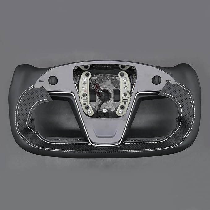 MEWANT Hand Sewn Steering Wheel Cover for Tesla Model S Yoke 2021-2023 Model X Yoke DIY Steering Wheel Protector Wrap