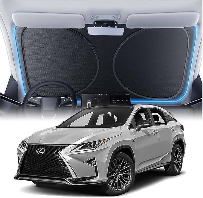 Windshield Sun Shade for Lexus RX300/330/350/350h/400h/450h/500h 2000-2026, Custom Fit Sunshade, 100% UV Block & Heat Insulation, Foldable Car Sunshade with Storage Bag