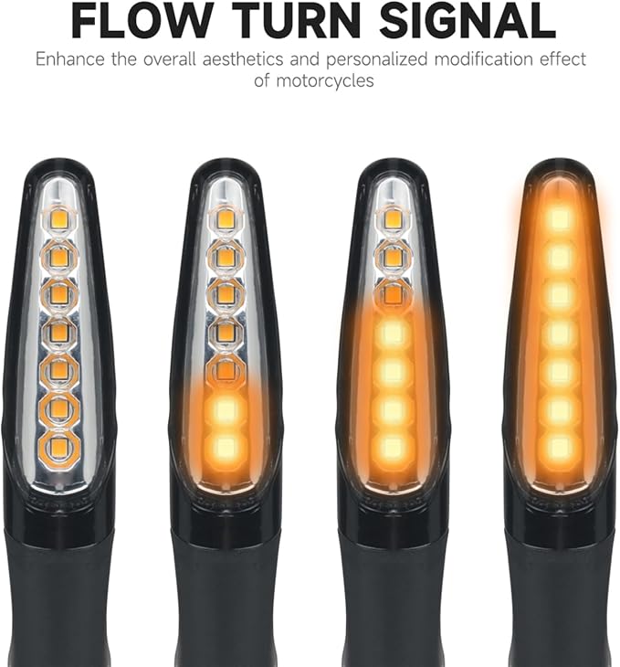 2PCS Motorcycle Flowing Turn Signal Lights LED Indicator for Street Triple S 660cc / Street Triple R RS/Speed Triple 1200 RS/Tiger 765 900 Front and Rear Universal Turn Signal Lamps