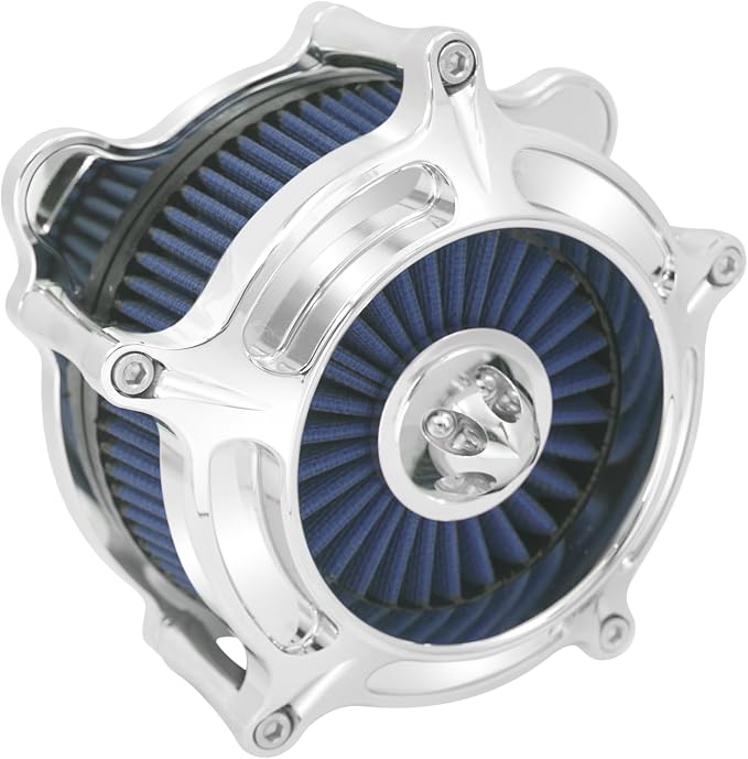 Air Cleaner Filter Aluminum Fit for Harley Touring Road King Street Glide Softail Sportster Dyna (Chrome Housing Blue Element, B For Touring 00-07,Softail 00-15,Dyna 00-17)