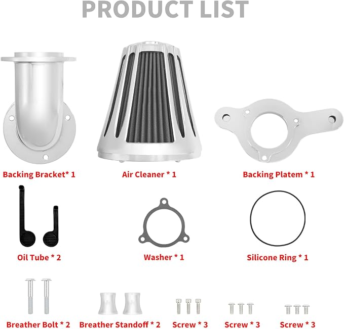 Motorcyle Air Cleaner Filter CNC 90° Forward-Facing Kit Fit for Harley Softail Touring Trike (Chrome Housing Grey Element, D For M8 Touring 17-23 Trike 17-25 Softail 18-24)