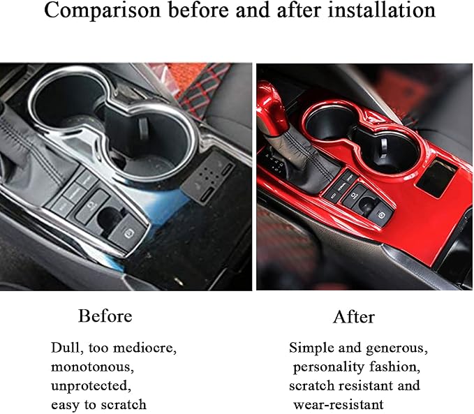 Rifoda for 2018 2019 2020 2021 2022 Toyota Camry ABS Accessories Center Console Gear Shift Panel Cover Fit for Carmy XLE XSE and All Hybrid Editon Interior Trims Red