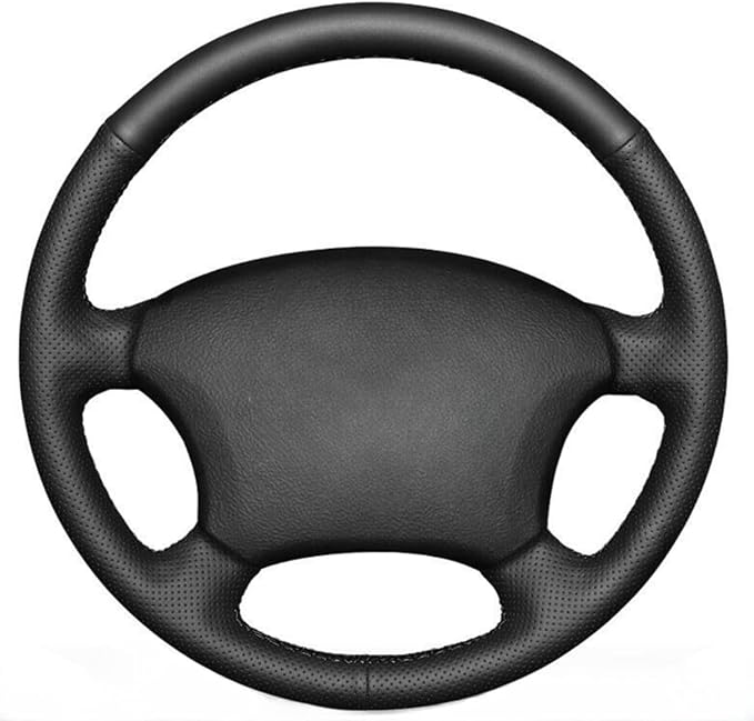 Loncky Custom Fit Black Genuine Leather Steering Wheel Cover for Toyota Land Cruiser 1995 1996 1997 1998 1999 2000 2001 2002 Accessories Car Interior Hand Stitched OEM Parts