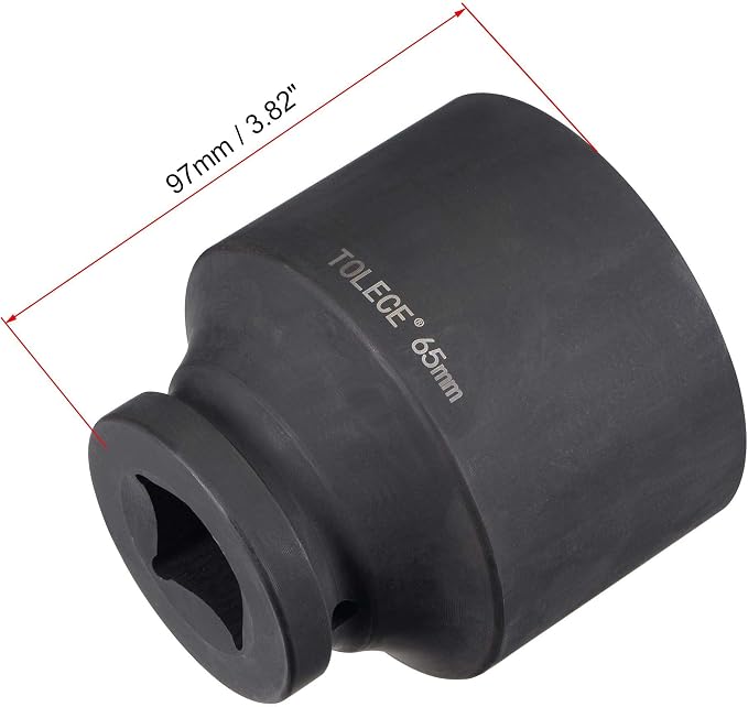 uxcell 1-Inch Drive 65mm 12-Point Impact Socket, CR-MO Steel 97mm Length, Standard Metric Sizes