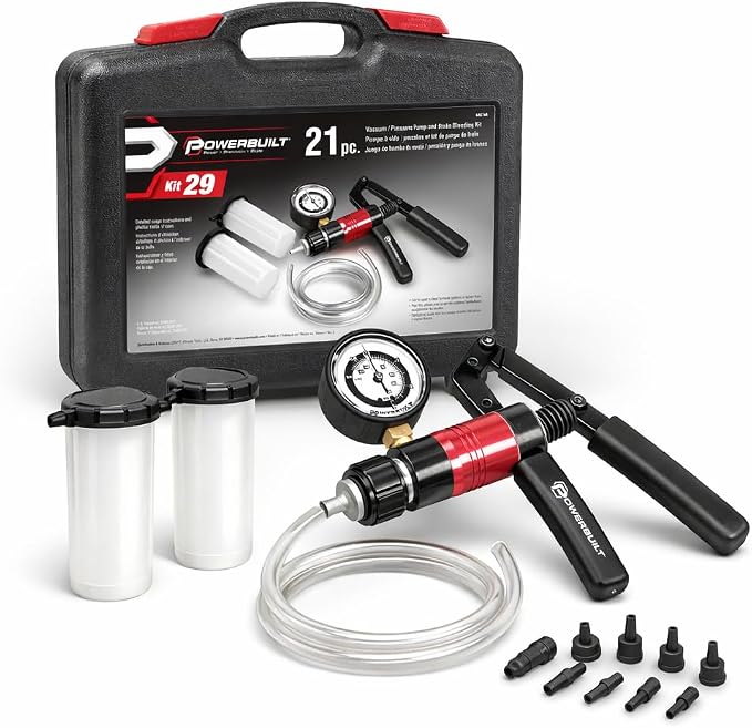 Powerbuilt Vacuum Pump Set with Hoses, Repair Components and Hydraulic Systems, Hoses, Reservoir and Adaptors, Bleed Air and Siphon Car Fluids 648774