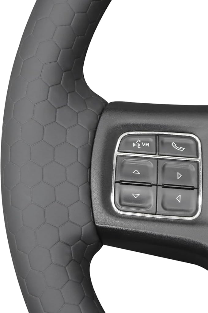 MEWANT Black Smooth Embossed Artificial Leather Steering Wheel Cover for Dodge RAM 1500 2012-2018 1500 Classic 2500 3500