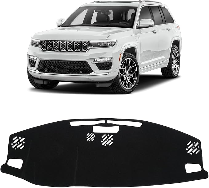 KUST Black Dash Cover for Jeep Grand Cherokee 4XE 2022-2025 2026 Non-Slip Dashboard Cover Interior Accessories for Jeep Grand Cherokee 4XE Custom Fit Dashboard Mat Sunshade Windshield No Glare