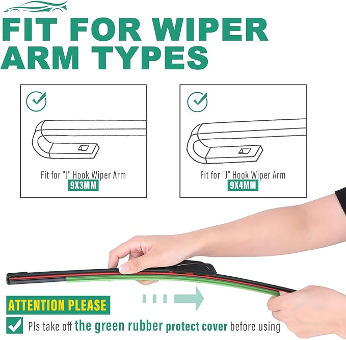 24" 18" 14" Windshield Wiper Blades Replacement for Subaru Forester 2009 2010 2011 Premium All Weather Front Rear Wipers Set - OEM Quality (Pack of 3)