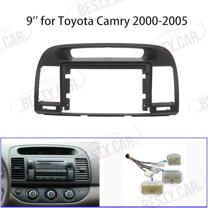 Fits for Toyota Camry 2000-2006 Black Car Radio Stereo Fascia Frame Double DIN 9 inch Dash Installation Mounting Kit