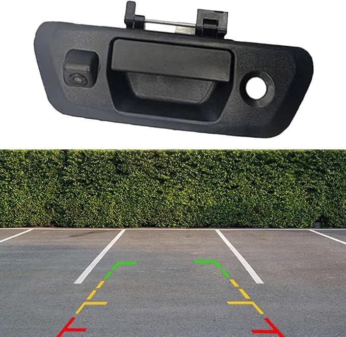 Riloer Tailgate Handle Rear View Backup Camera with Dynamic Guidelines Silver, Compatible with Nissan 2015-2018 Navara D23 NP300, CCD (Charge-Coupled Device) Tailgate Door Handle Camera