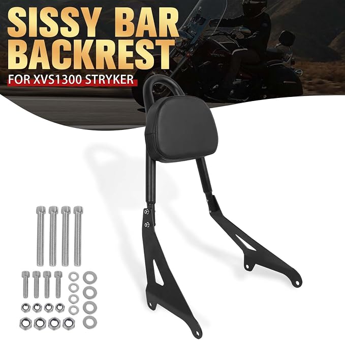 Detachable Backrest Sissy Bar Replacement for Yamaha Stryker XVS1300 XVS 1300 2011-2019 Motorcycle Passenger Backrest(without luggage rack)