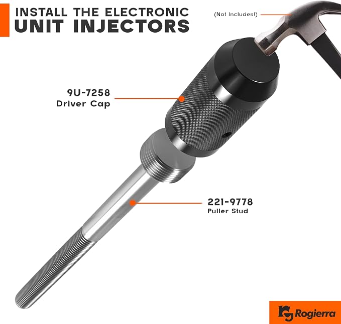 9U-6891 Injector Sleeve Cup Remover & Installer Tool Set - Heavy Duty Steel 6-Piece Kit for CAT Caterpillar 3406E, C10, C12, C15, C16, C18 Engines (6 PCS)