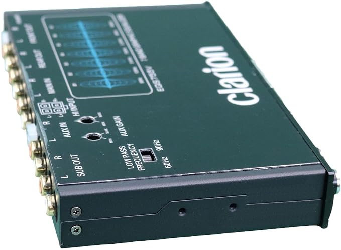 Clarion EQS755V 7-Band Car Audio 1/2-DIN Size Car Graphic Equalizer/Crossover with Front 3.5mm Auxiliary Input, Rear RCA Auxiliary Input and High Level Speaker Inputs